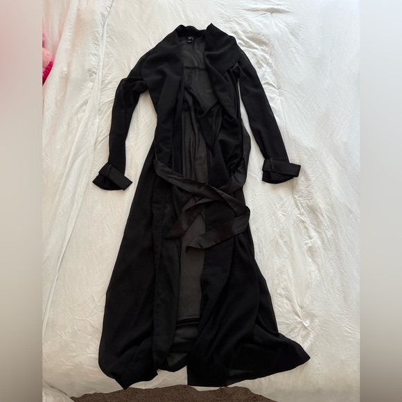 Windsor Jackets & Blazers - Windsor Black Long Sleeve Sheer Trench